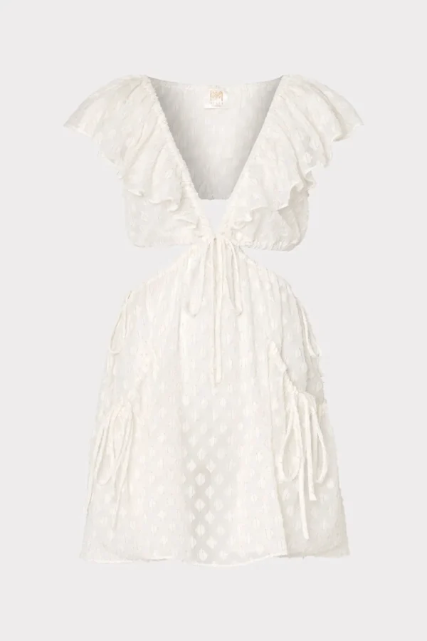 delilah_diamond_jacquard__0.webp Jumpsuits & Rompers-MILLY Delilah Diamond Jacquard Voile Coverup Dress White/Gold
