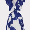 Jumpsuits & Rompers-MILLY Delilah Grand Foliage Dress Navy/White