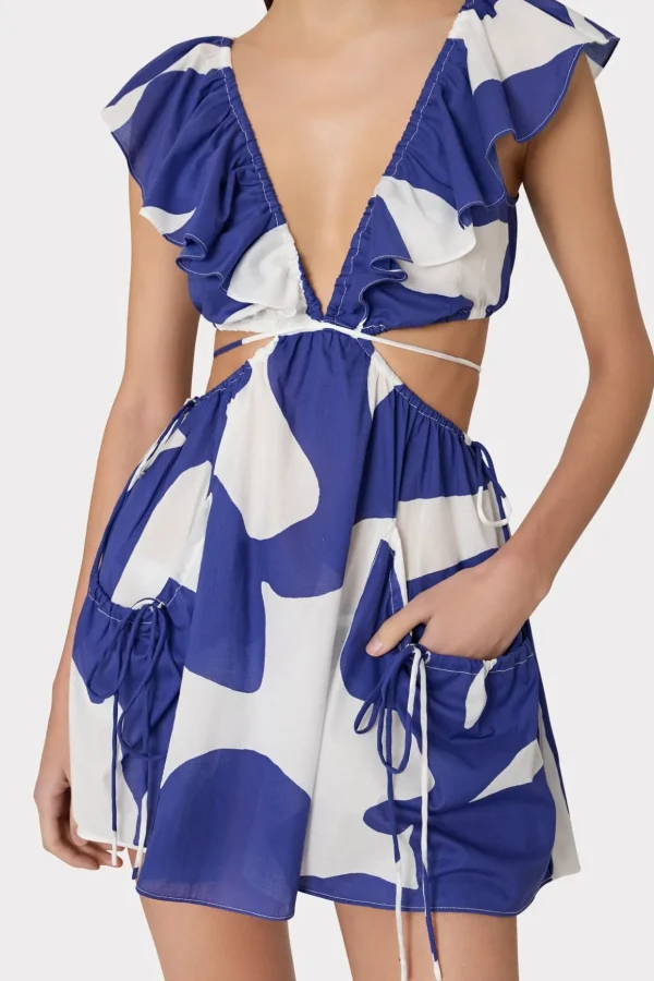 Jumpsuits & Rompers-MILLY Delilah Grand Foliage Dress Navy/White