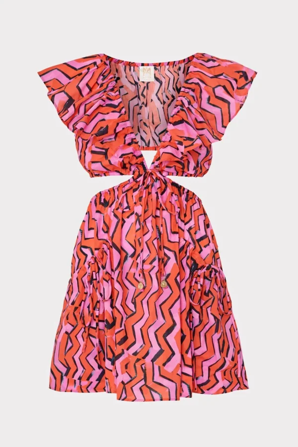 delilah_painted_chevron_c_0.webp Cover-Ups-MILLY Delilah Painted Chevron Cotton Voile Coverup Dress Coral Multi