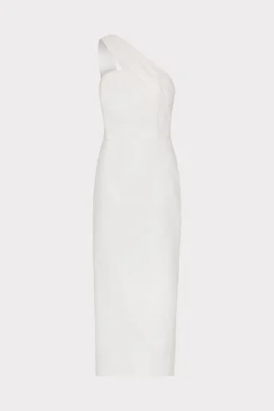 Guest Of Dresses-MILLY Draped One Shoulder Linen Dress White
