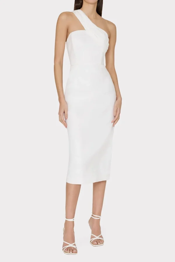 draped_one_shoulder_linen_1-5.webp White Dresses-MILLY Draped One Shoulder Linen Dress White