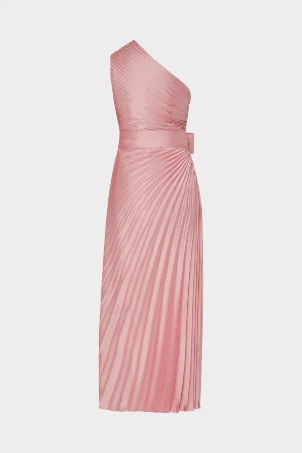 Pink Dresses-MILLY Estelle Satin Dress Rose Gold