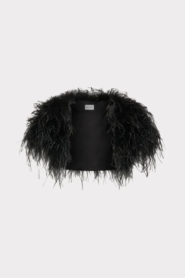 Coats & Jackets-MILLY Feather Bolero Black