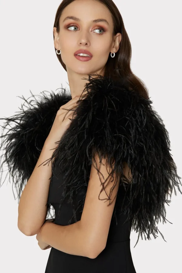 Coats & Jackets-MILLY Feather Bolero Black