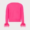 feather_cuff_vneck_sweate_3.webp Jumpsuits & Rompers-MILLY Feather Cuff V-Neck Sweater Milly Pink