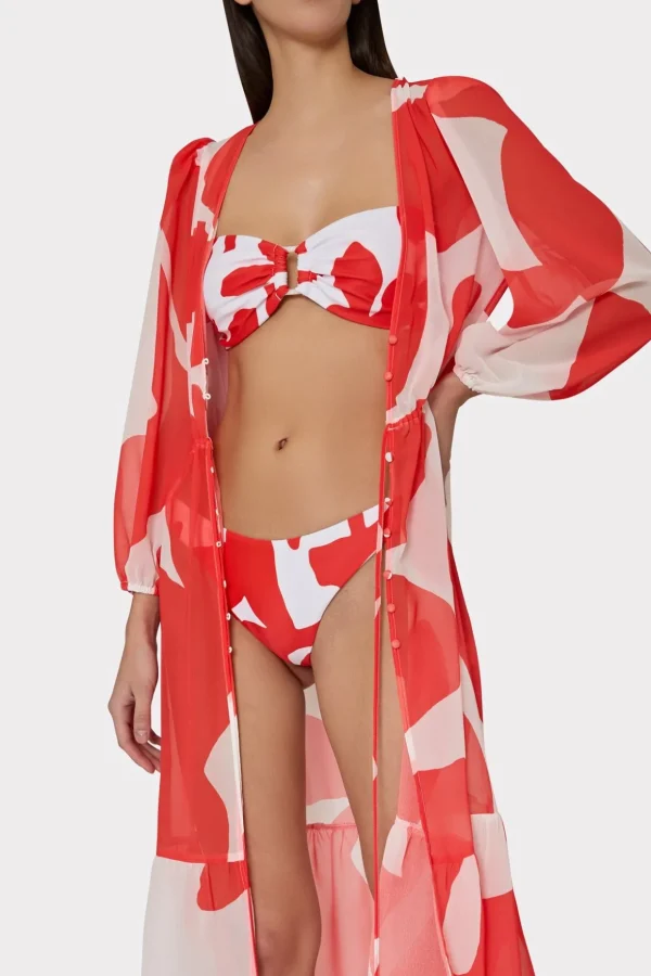 Jumpsuits & Rompers-MILLY Fiona Grand Foliage Cover-Up Red/White