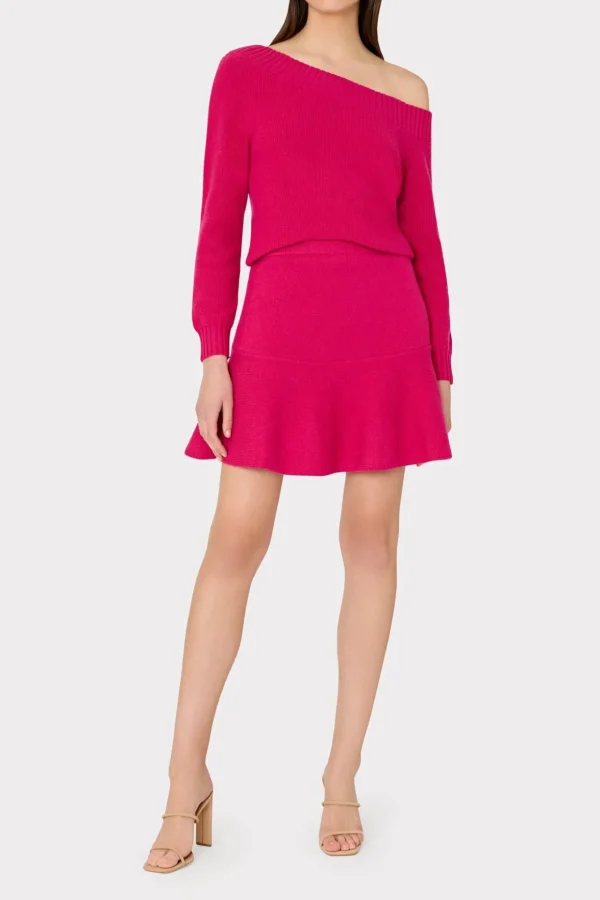 flare_knit_skirt_1-1.webp Sweaters & Knits-MILLY Flare Knit Skirt Fuchsia