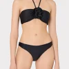 Jumpsuits & Rompers-MILLY Floral Applique Halter Bikini Top Black