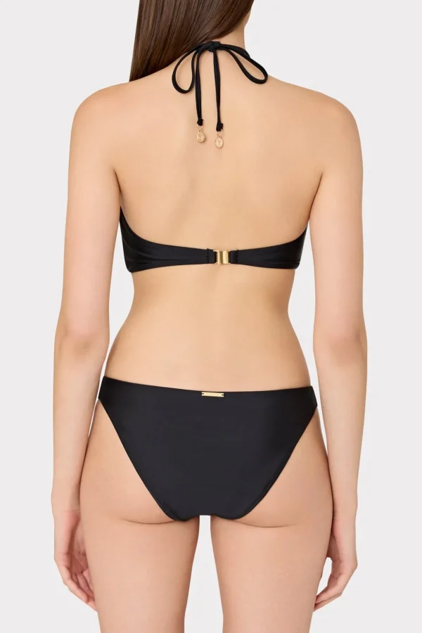 Jumpsuits & Rompers-MILLY Floral Applique Halter Bikini Top Black