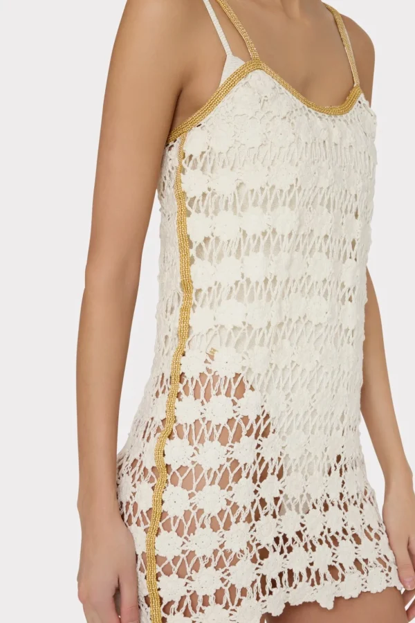 Jumpsuits & Rompers-MILLY Floral Crochet Cami Mini Dress Ecru