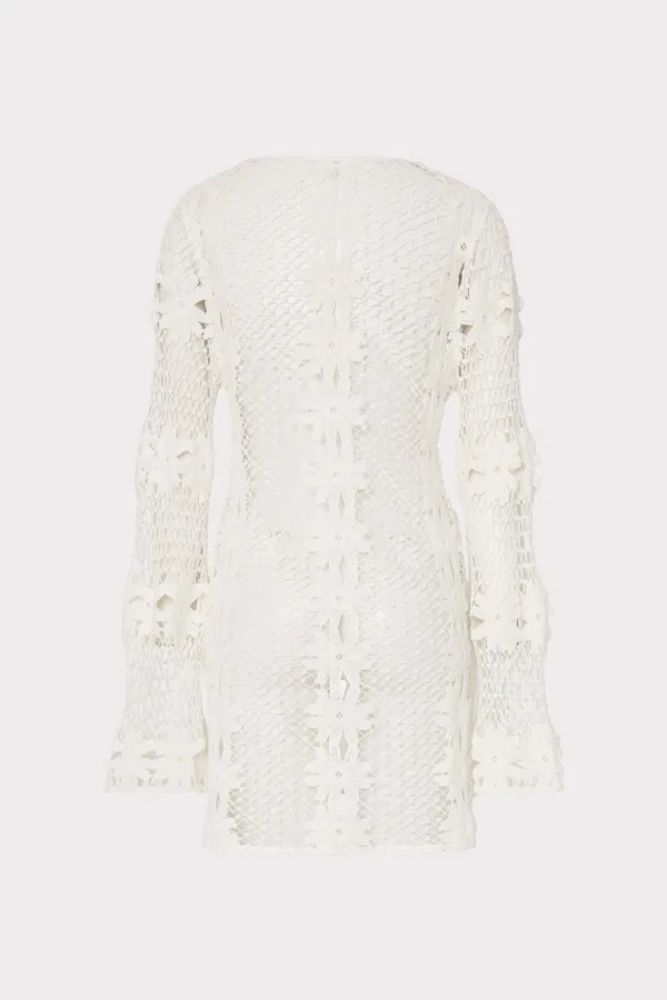 Cover-Ups-MILLY Floral Crochet Coverup Dress White