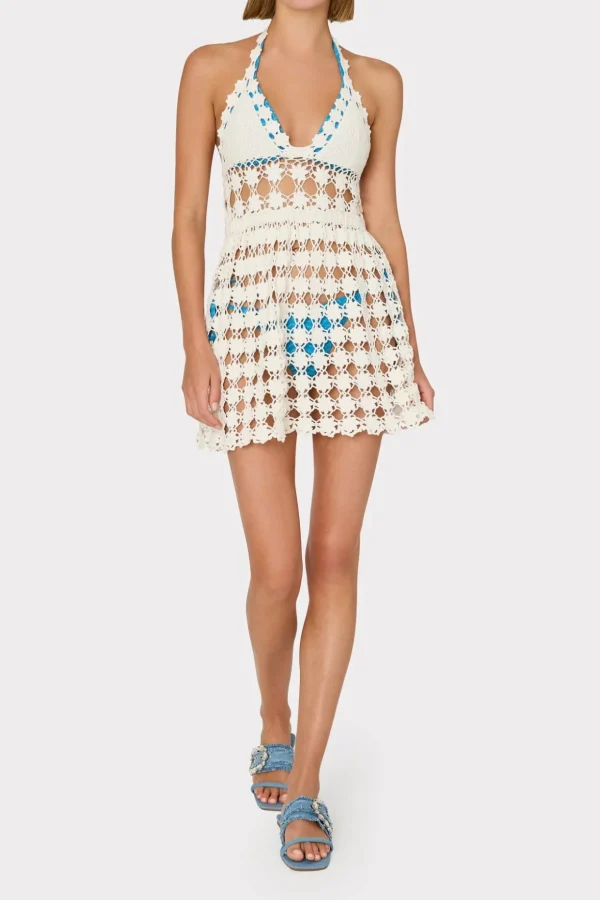 Cover-Ups-MILLY Floral Crochet Mini Cover-Up Dress Ecru