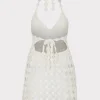 Cover-Ups-MILLY Floral Crochet Mini Cover-Up Dress Ecru