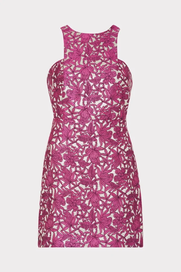 floral_jacquard_mini_dres_0.webp Jumpsuits & Rompers-MILLY Floral Jacquard Mini Dress Pink