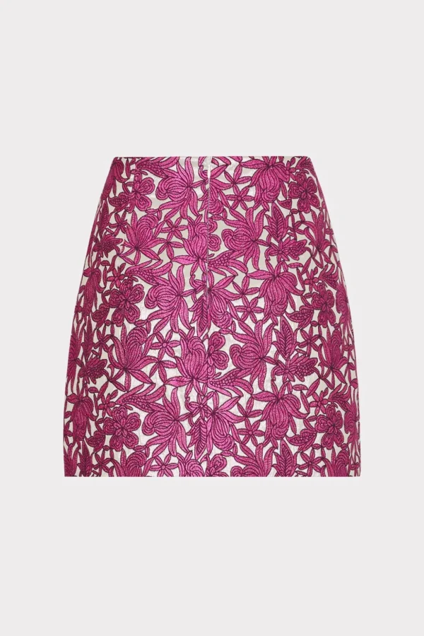 Skirts-MILLY Floral Jacquard Skirt Pink