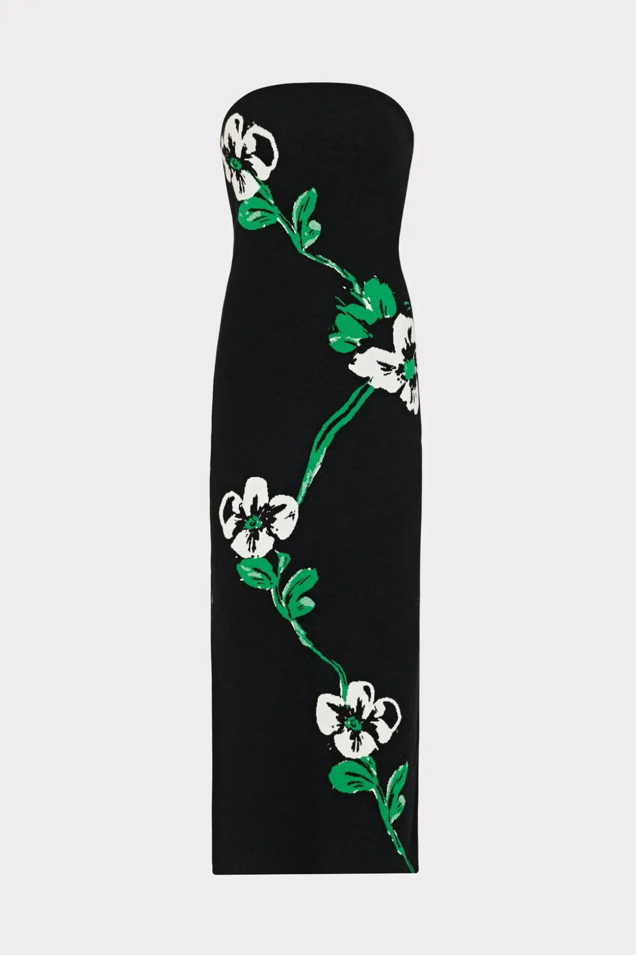 floral_jacquard_strapless_0.webp Jumpsuits & Rompers-MILLY Floral Jacquard Strapless Midi Dress Black Multi