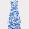 Jumpsuits & Rompers-MILLY Flowers Of Spain Linen Maxi Dress Blue/White