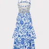 Jumpsuits & Rompers-MILLY Flowers Of Spain Linen Maxi Dress Blue/White