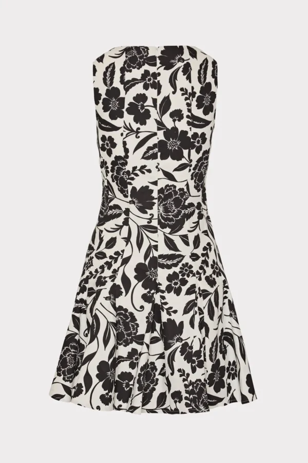 flowers_of_spain_linen_mi_3-2.webp Day Dresses-MILLY Flowers Of Spain Linen Mini Dress Black/White