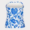 Jumpsuits & Rompers-MILLY Flowers Of Spain Linen Top Blue/White
