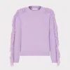Jumpsuits & Rompers-MILLY Fringe Sleeve Crewneck Sweater Lilac