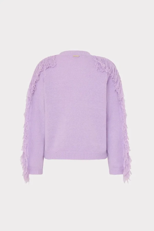 Jumpsuits & Rompers-MILLY Fringe Sleeve Crewneck Sweater Lilac