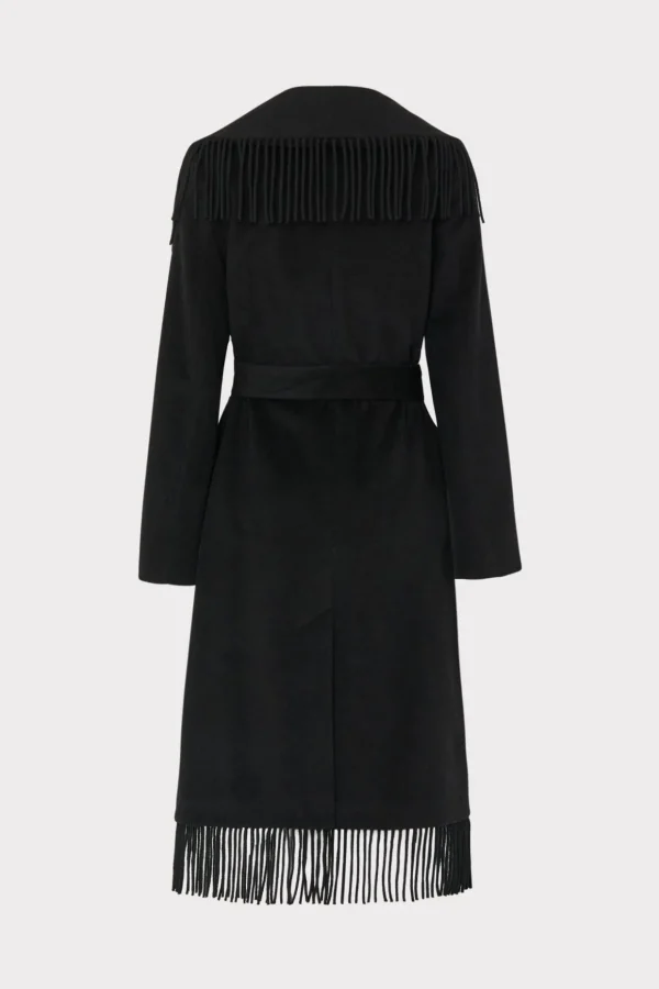 Coats & Jackets-MILLY Fringe Wool Coat Black