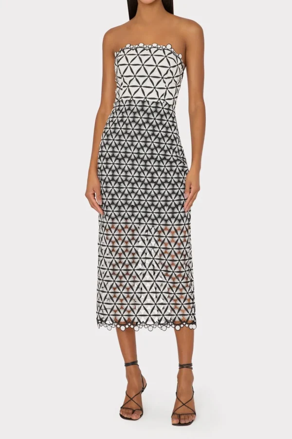 geo_star_lace_dress_1.webp Jumpsuits & Rompers-MILLY Geo Star Lace Dress Black/White