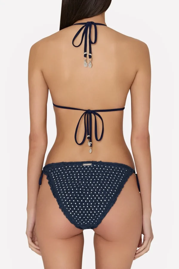 Jumpsuits & Rompers-MILLY Glimmer String Bikini Bottom With Crystal Applique Navy