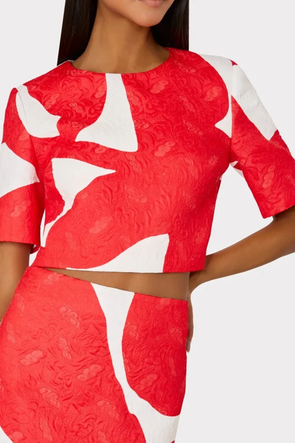 Skirts-MILLY Grand Foliage Modern Mini Skirt Red/White