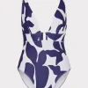 One Piece Swimsuits-MILLY Grand Foliage One Piece Navy/White