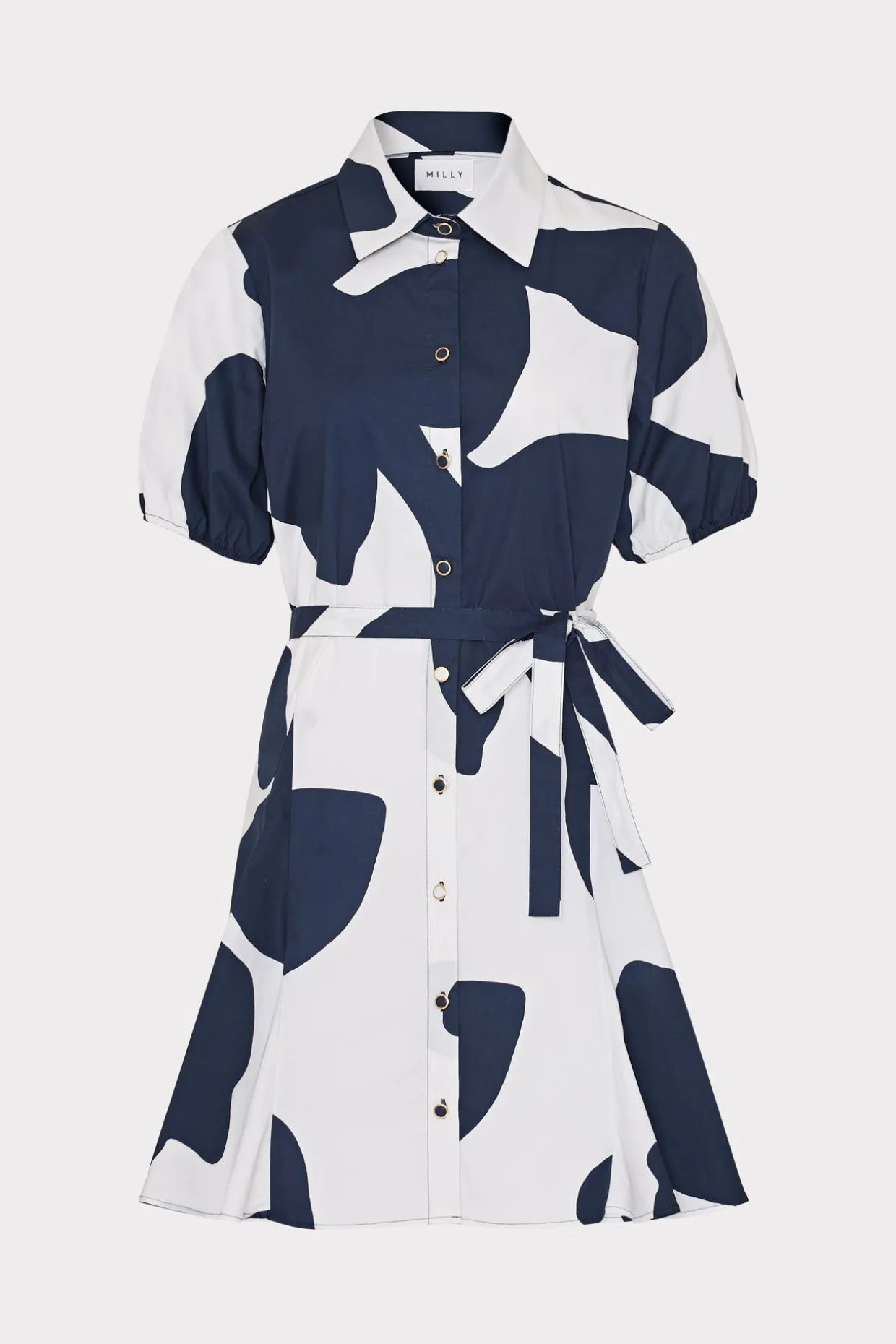 grand_foliage_poplin_dres_0.webp Jumpsuits & Rompers-MILLY Grand Foliage Poplin Dress Navy/White