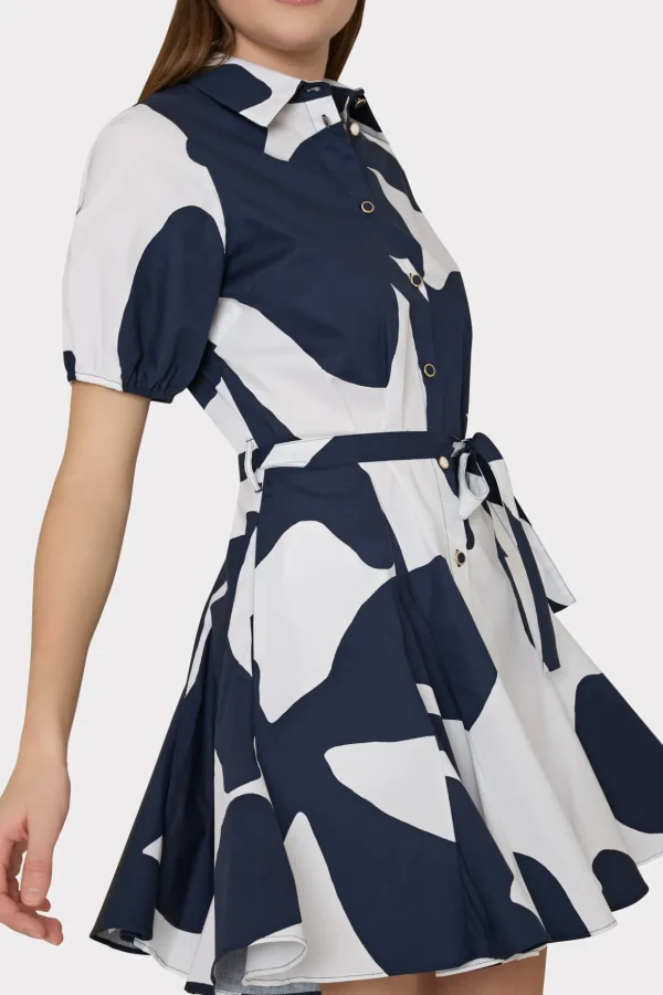 grand_foliage_poplin_dres_2-1.webp Day Dresses-MILLY Grand Foliage Poplin Dress Navy/White
