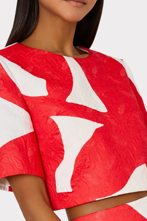 grand_foliage_top_2-1.webp Matching Sets-MILLY Grand Foliage Top Red/White