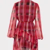 Mini Dresses-MILLY Hadlee Prep Plaid Dress Red Multi