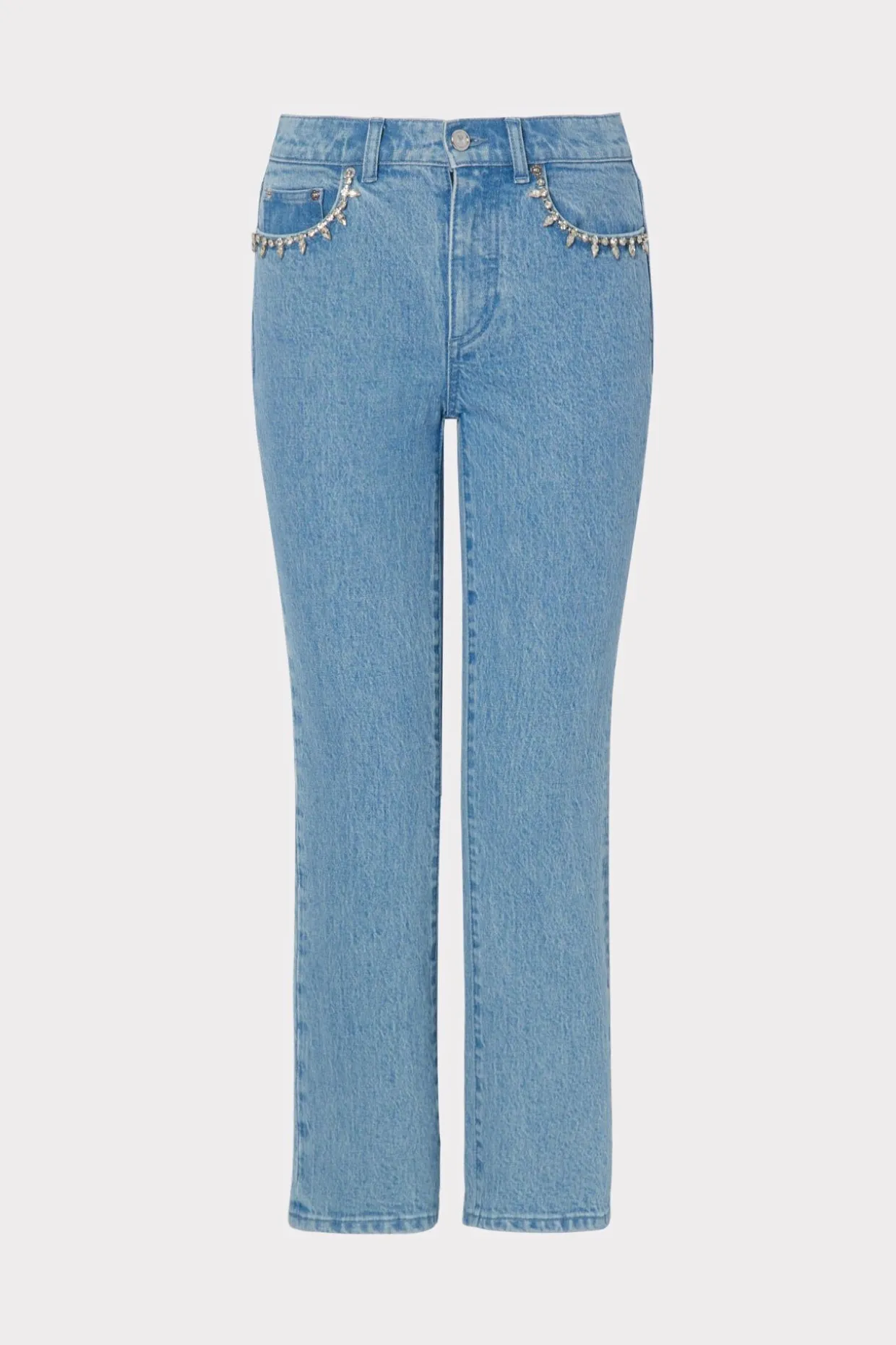 Jumpsuits & Rompers-MILLY Hali Crystal Embellished Jeans Light Wash
