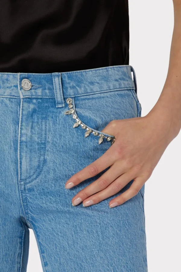 Pants-MILLY Hali Crystal Embellished Jeans Light Wash