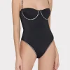 Jumpsuits & Rompers-MILLY Heat Set Embellishment Underwire One Piece Black