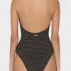 Jumpsuits & Rompers-MILLY Jackie Textured Waves Halter One Piece Black