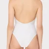 One Piece Swimsuits-MILLY Jackie Textured Waves Halter One Piece White