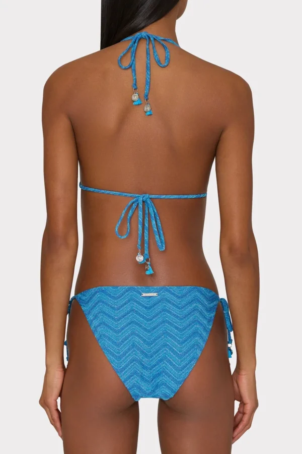 Jumpsuits & Rompers-MILLY Jacquard String Bikini Bottom Blue Multi