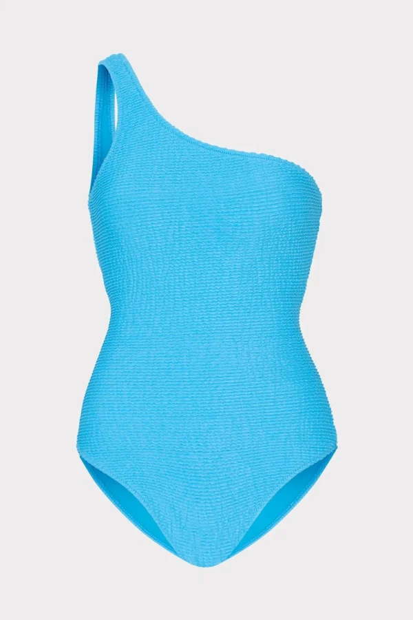 One Piece Swimsuits-MILLY Joni One Shoulder One Piece Blue