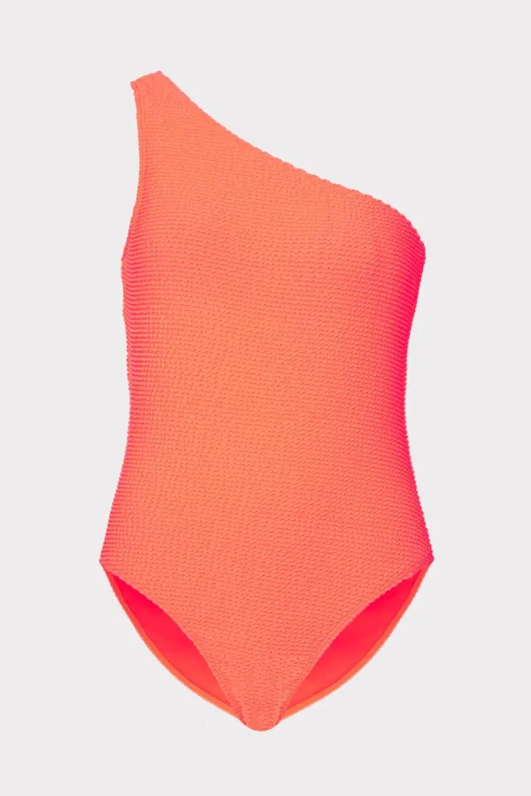 One Piece Swimsuits-MILLY Joni One Shoulder One Piece Orange