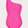 Jumpsuits & Rompers-MILLY Joni One Shoulder One Piece Neon Pink