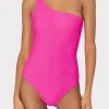 Jumpsuits & Rompers-MILLY Joni One Shoulder One Piece Neon Pink