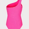 Jumpsuits & Rompers-MILLY Joni One Shoulder One Piece Neon Pink