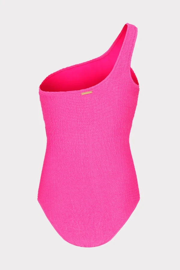 Jumpsuits & Rompers-MILLY Joni One Shoulder One Piece Neon Pink