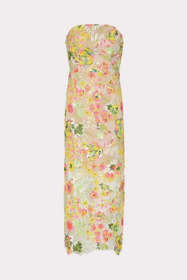 kait_botanical_petals_seq_0-3.webp Cocktail Dresses-MILLY Kait Botanical Petals Sequins Dress Green Multi