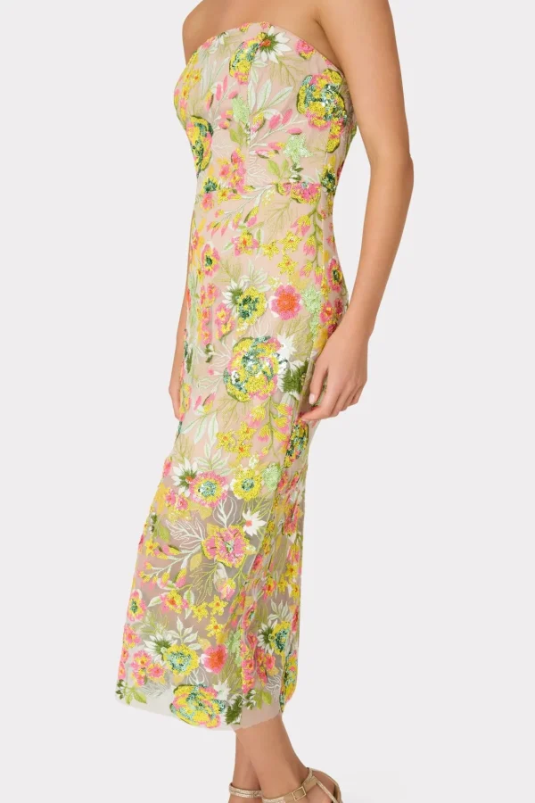 Jumpsuits & Rompers-MILLY Kait Botanical Petals Sequins Dress Green Multi
